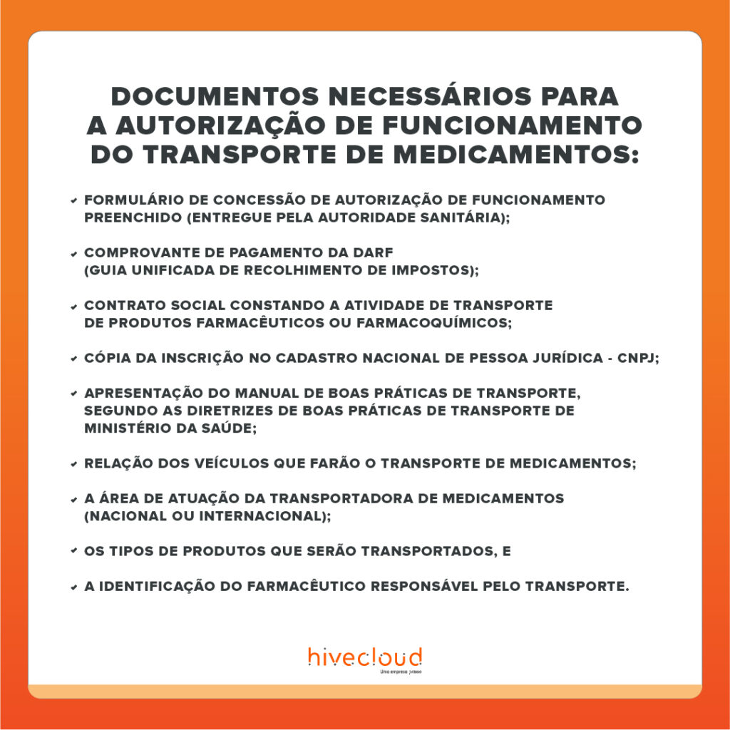 Checklist Documentos Necessarios para o Transporte de Medicamentos