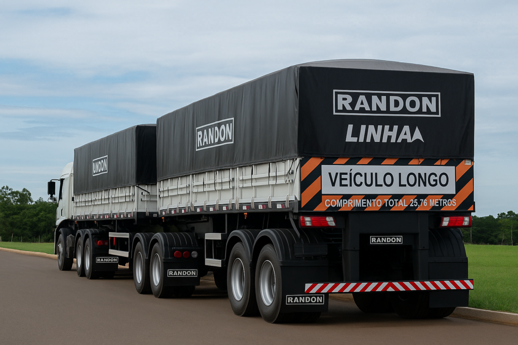 caminhão com sinalização de veículo longo