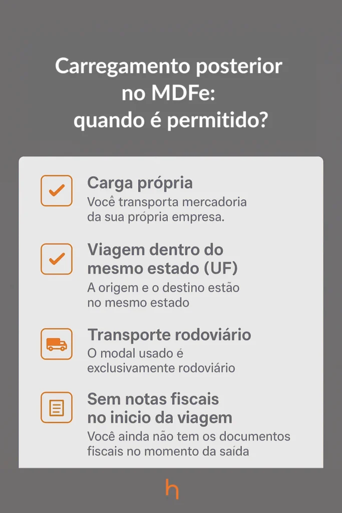 infográfico sobre Carregamento posterior no MDFe