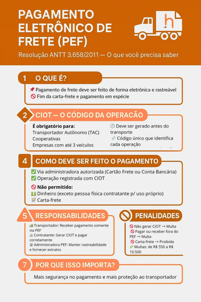 Inforgráfico sobre a lei do pagamento eletrônico de frete